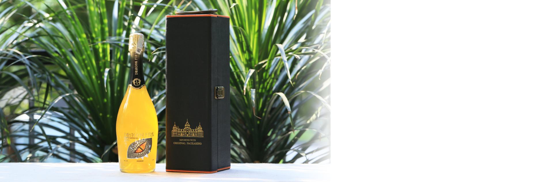 Rượu Vang Nổ DRAGON FIRE Mango kèm hộp da đơn